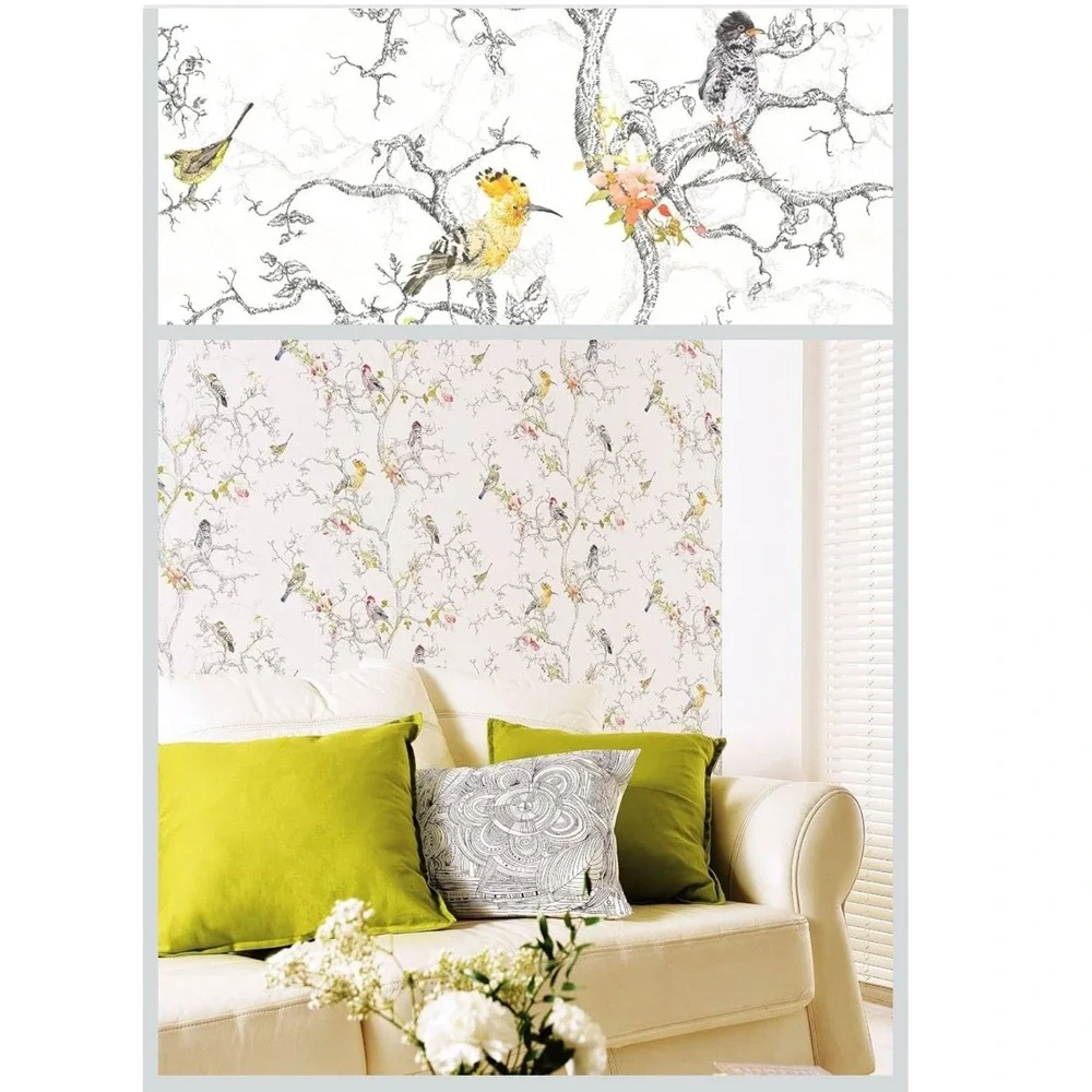 Holden Decor Statement Ornithology White/Multi Wallpaper 4 Rolls Bird Nature